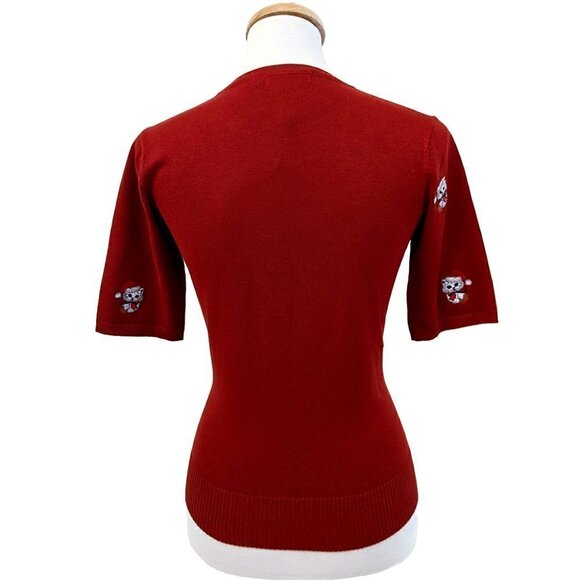 Banned Holly Cat Pullover Sweater in Red - Picture 5 of 5